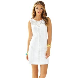 Lilly Pulitzer Womens SOFIA Resort White Lace Sleevless Shift Mini Dress Size 4